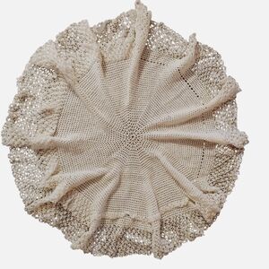Elegant Crocheted White Lace Table Topper Accent 36" Round